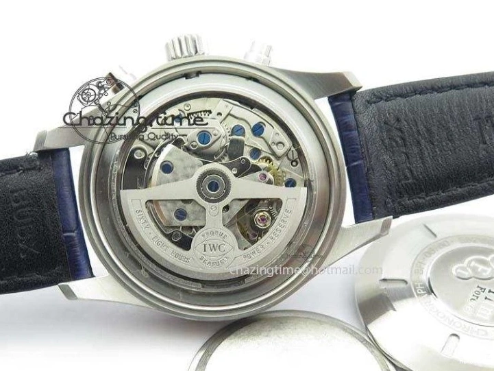 MIROTIME 0723 Pilot Chrono SS IW387809 ZF 1:1 Best Edition Silver Dial Blue Numbers On Blue Leather Strap A Lightweight 7263